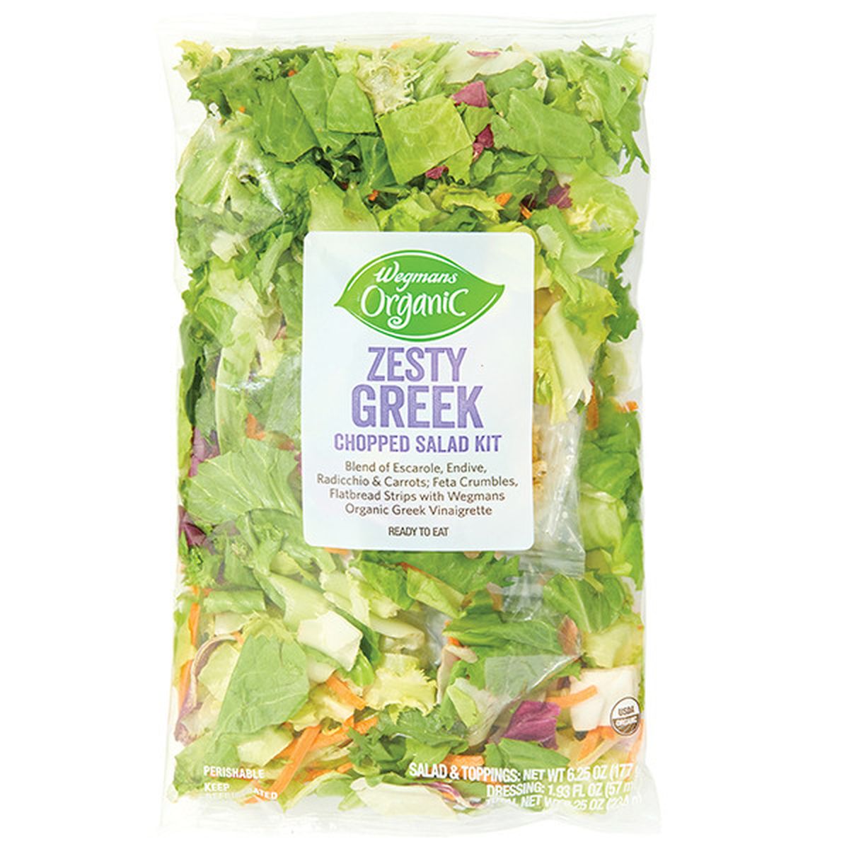Calories in Wegmans Organic Zesty Greek Chopped Salad Kit