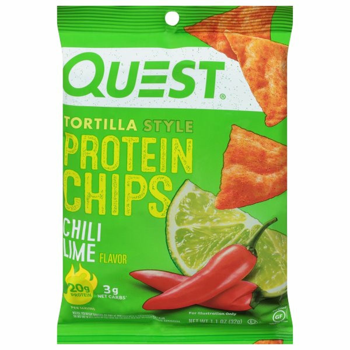 Calories in Quest Protein Chips, Tortilla Style, Chili Lime Flavor