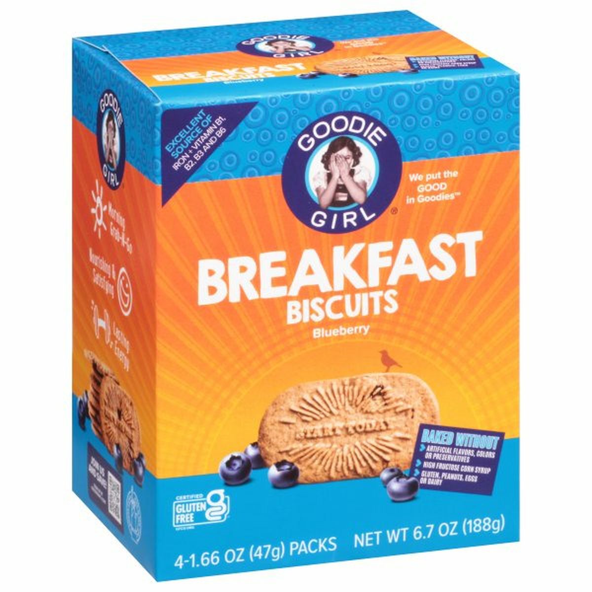 Calories in Goodie Girl Cookies Breakfast Biscuits, Blueberry