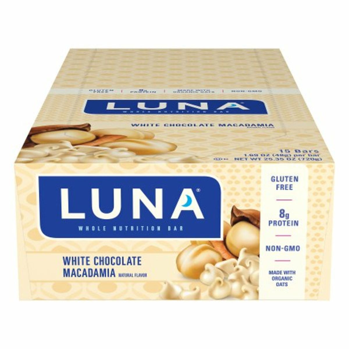 Calories in Luna Whole Nutrition Bar, White Chocolate Macadamia