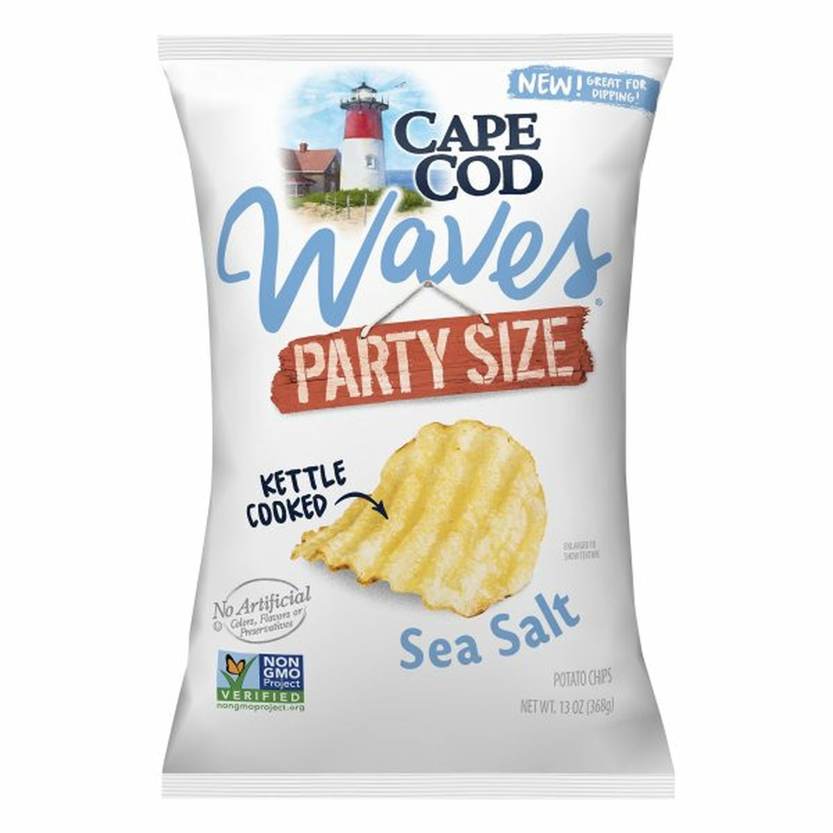 Calories in Cape Cods Waves Potato Chips, Sea Salt, Kettle Cooked, Party Size