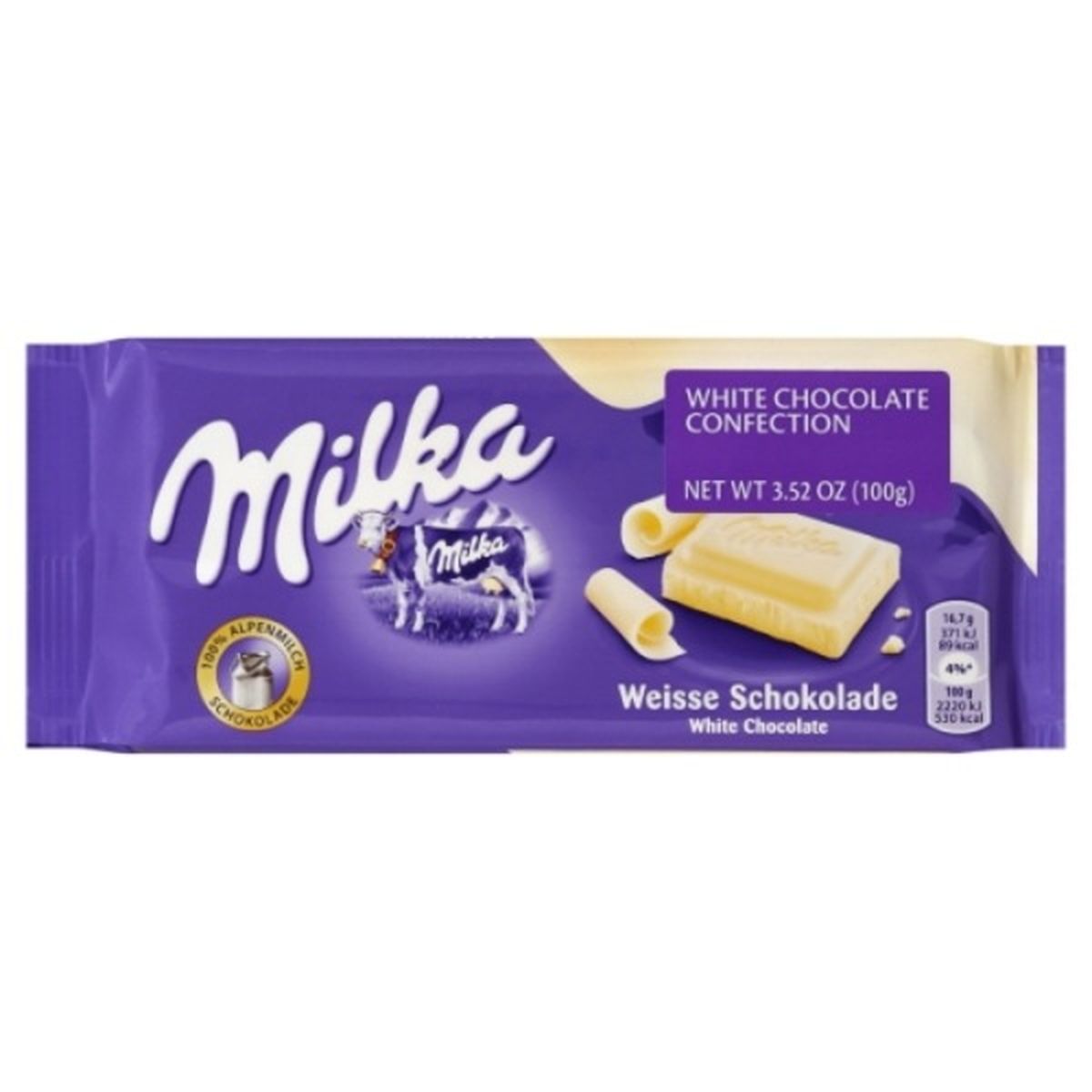 Calories in Milka White Chocolate Confection
