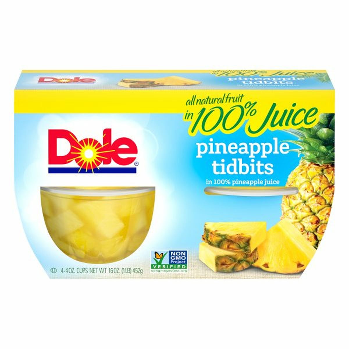 Calories in Dole Pineapple, Tidbits, In 100% Pineapple Juice