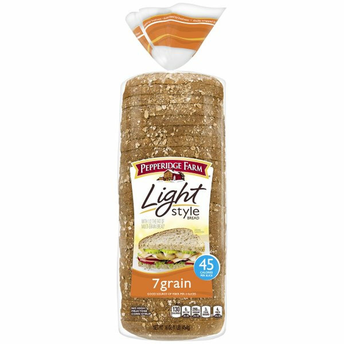 Calories in Pepperidge Farms  Light Style Light Style 7-Grain Bread