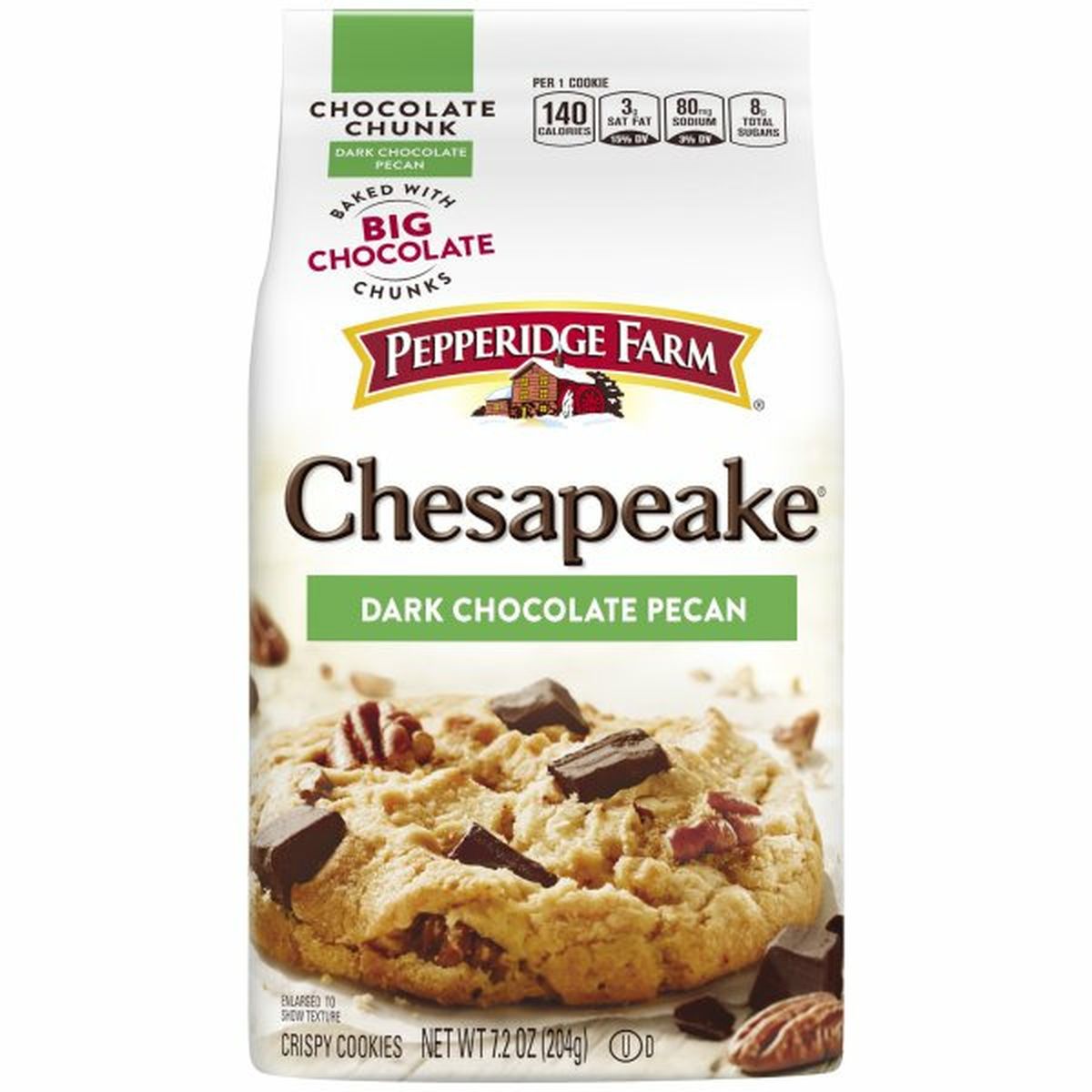 Calories in Pepperidge Farms  Chesapeakes Chesapeake Crispy Dark Chocolate Pecan Cookies