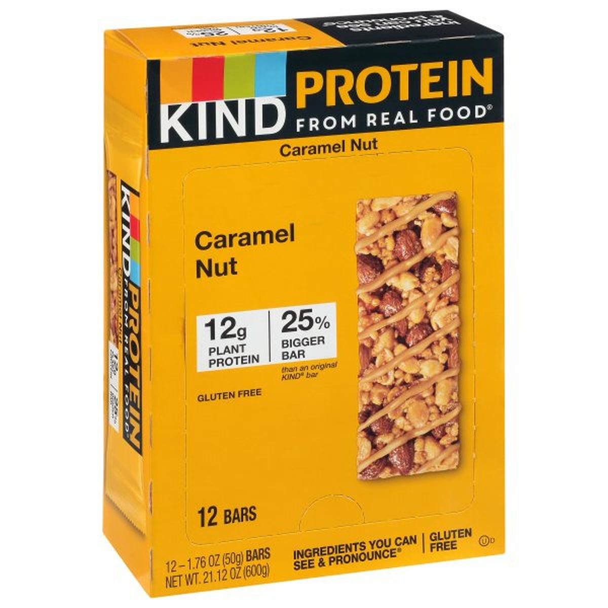 Calories in KIND Protein Bars, Gluten Free, Caramel Nut, 12 Pack