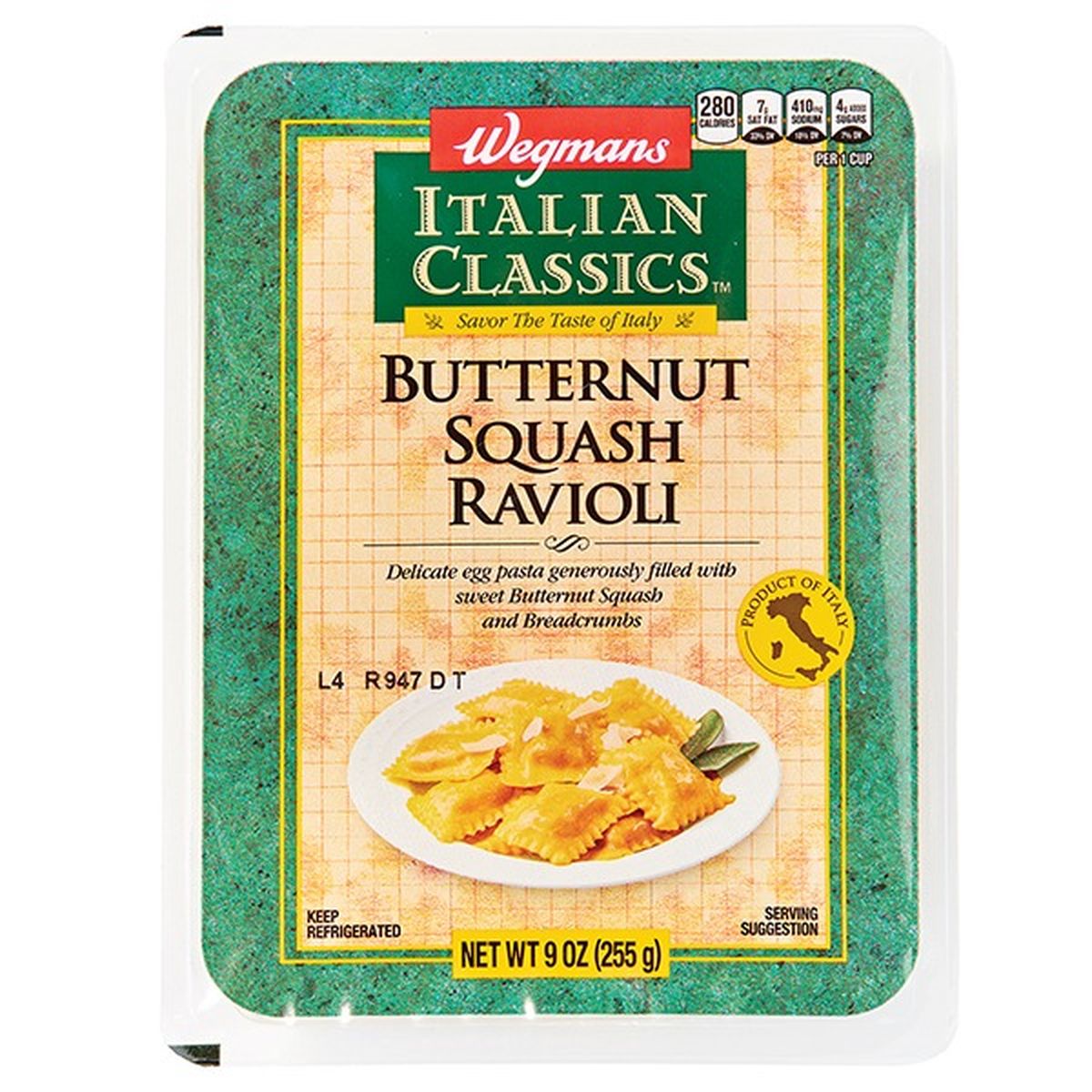 Calories in Wegmans Italian Classics Ravioli, Butternut Squash