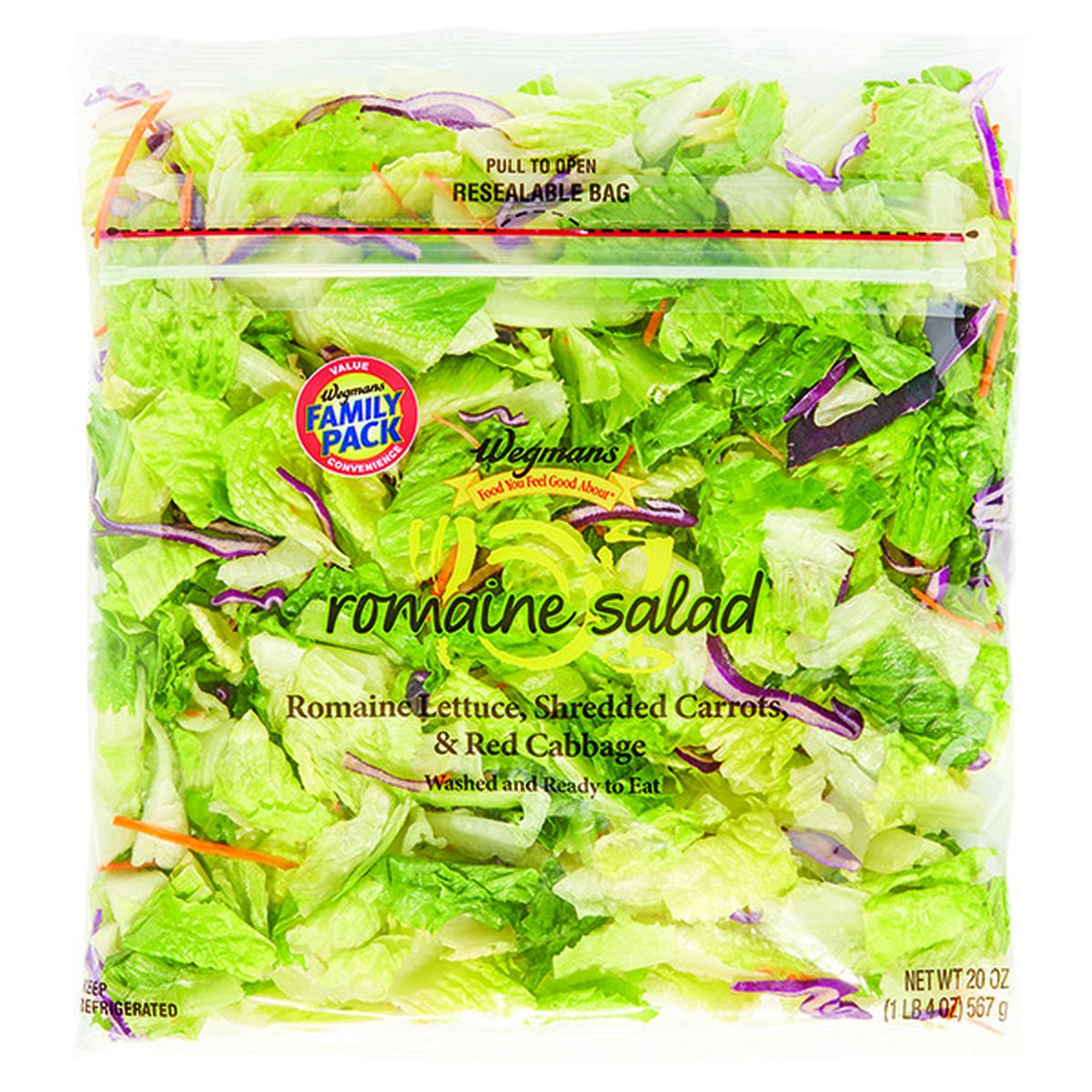 Calories in Wegmans Romaine Salad, FAMILY PACK