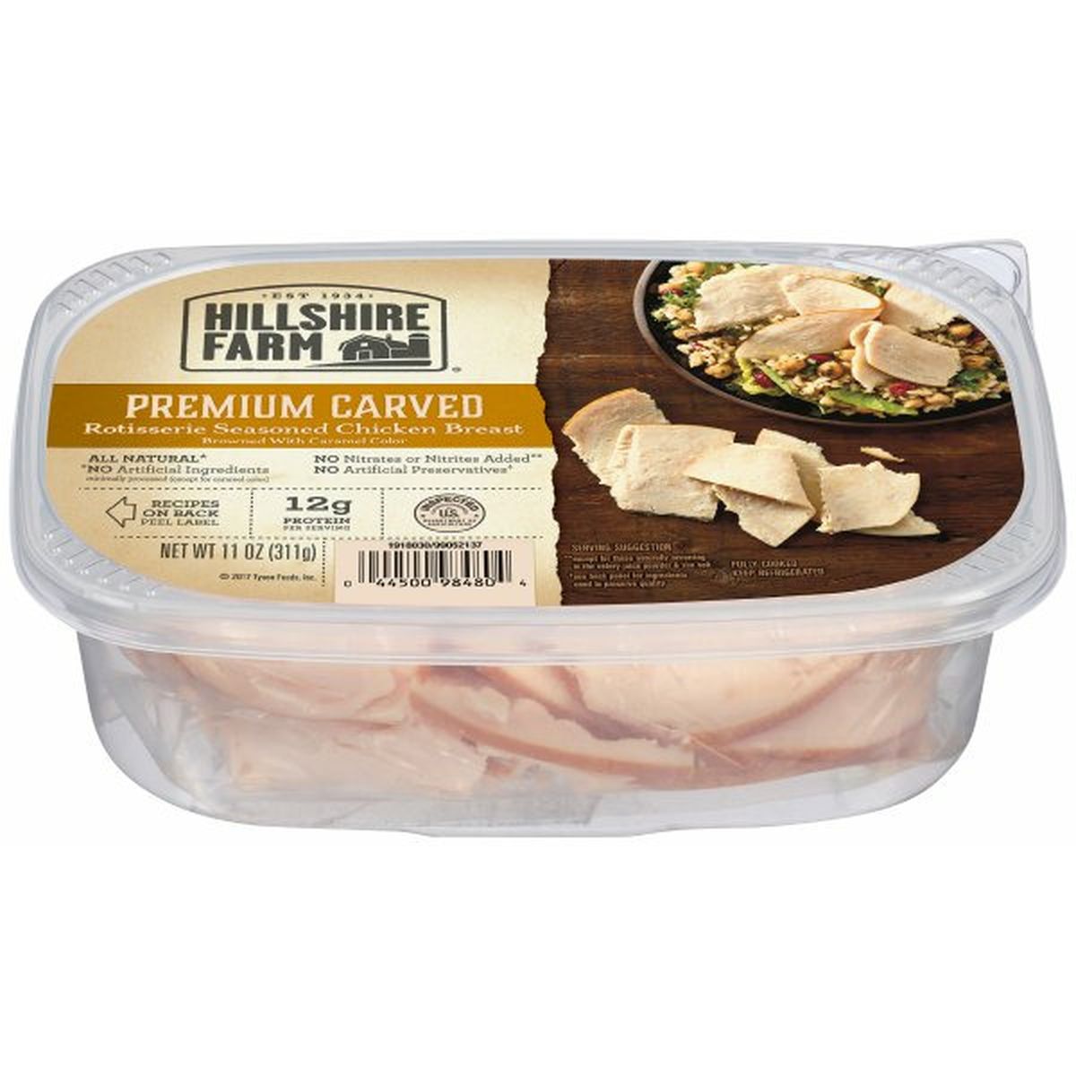 Calories in Hillshire Farm Premium Carved Rotisserie Seasoned Chicken Breast