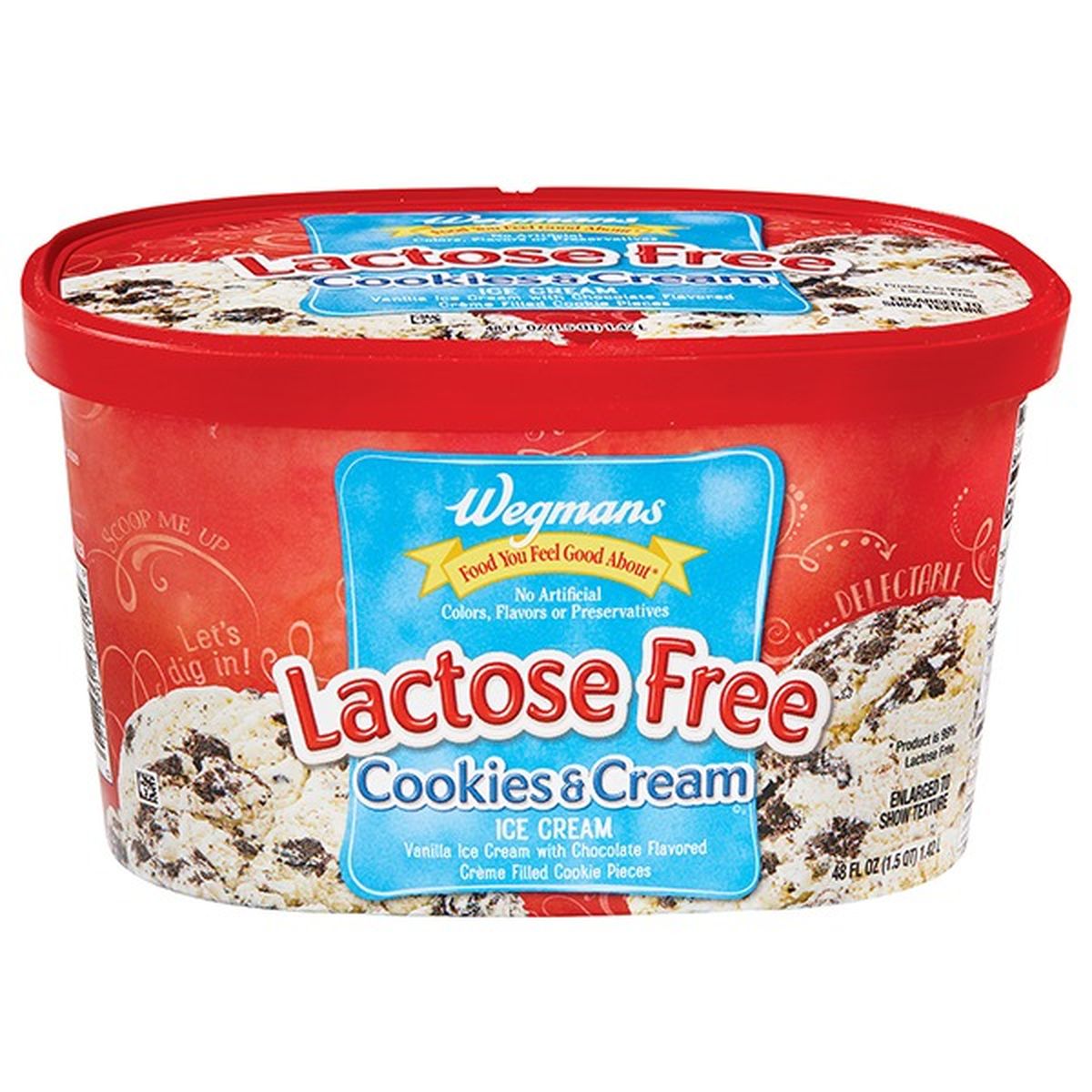 Calories in Wegmans Lactose Free* Cookies & Cream Ice Cream