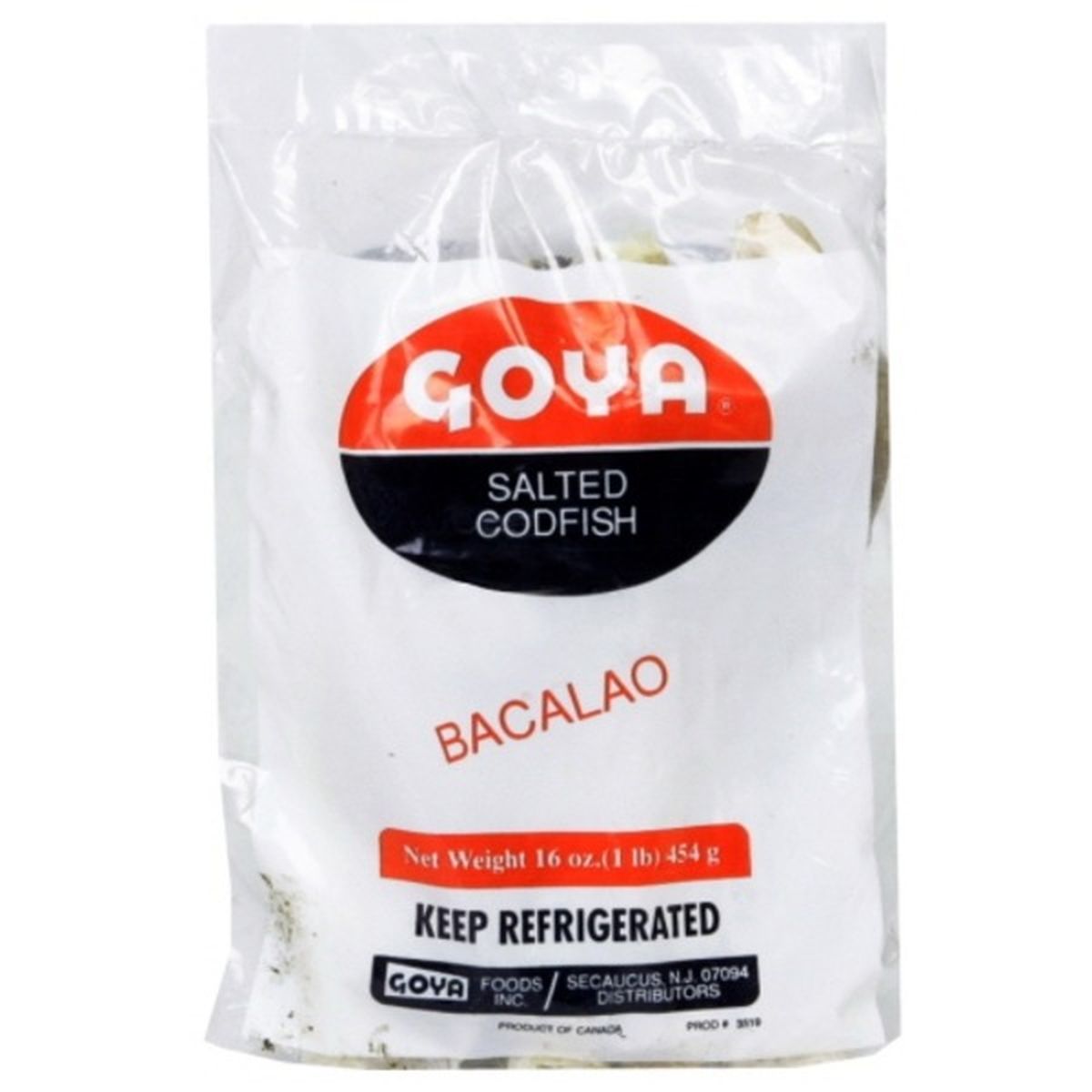 Calories in Goya Salted Codfish, Bacalao, Pre-Priced
