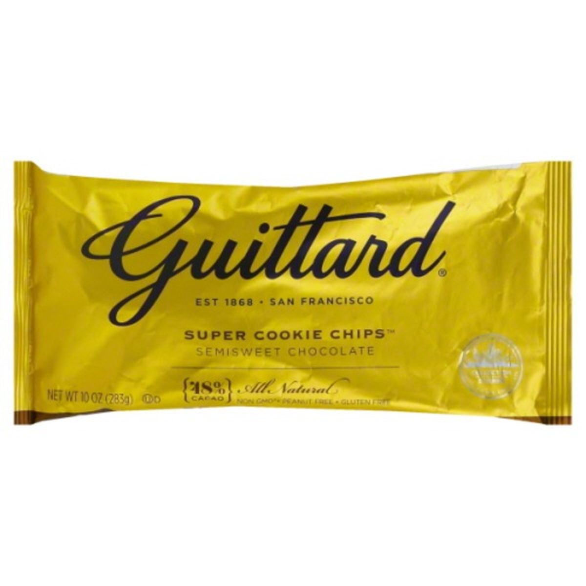 Calories in Guittard Baking Chips, Semisweet Chocolate, Super Cookie Chips, 48% Cacao