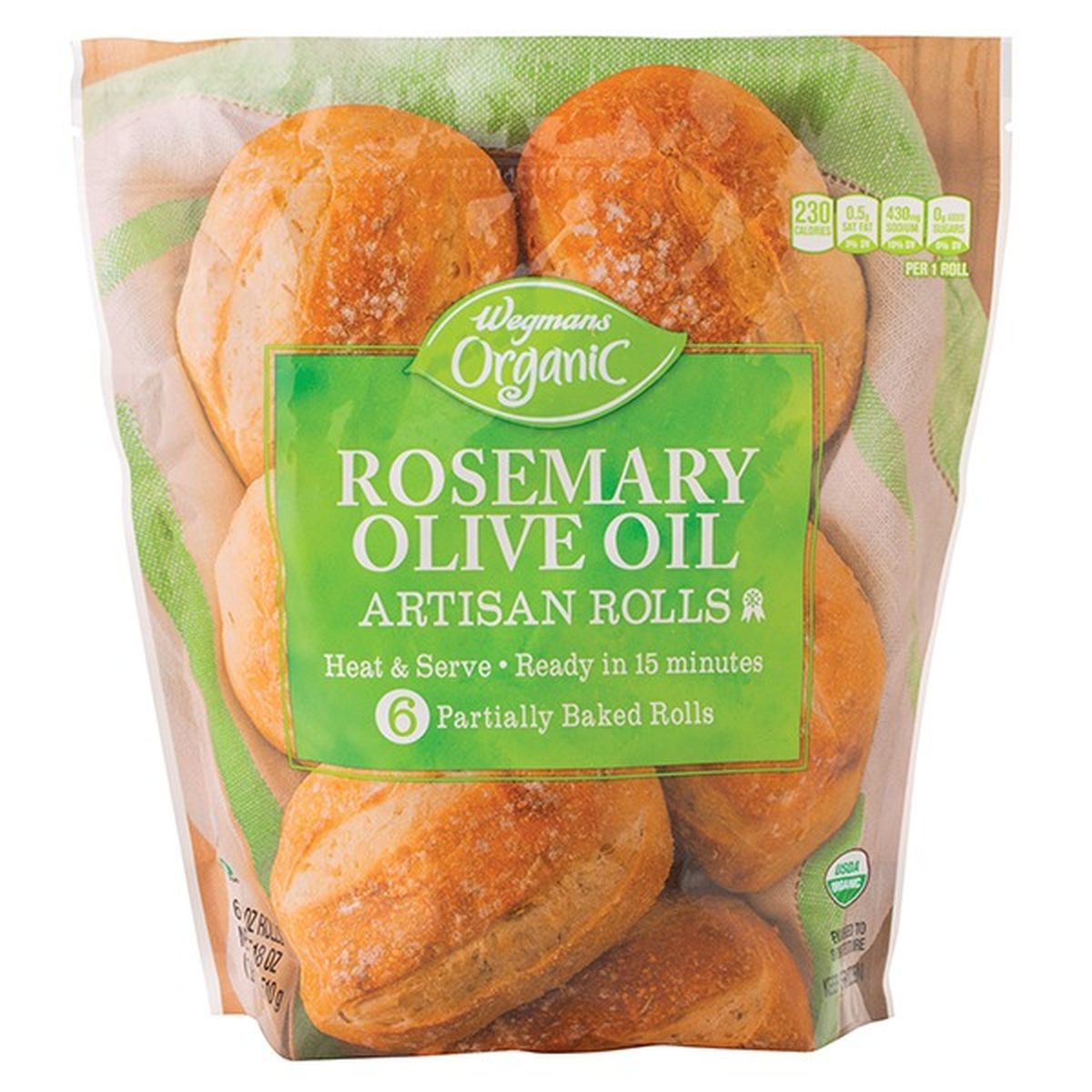 Calories in Wegmans Organic Rolls, Artisan, Rosemary Olive Oil