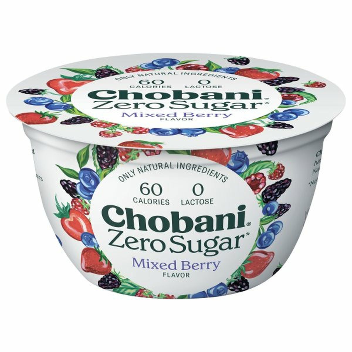 Calories in Chobani Yogurt-Cultured, Zero Sugar, Mixed Berry Flavor
