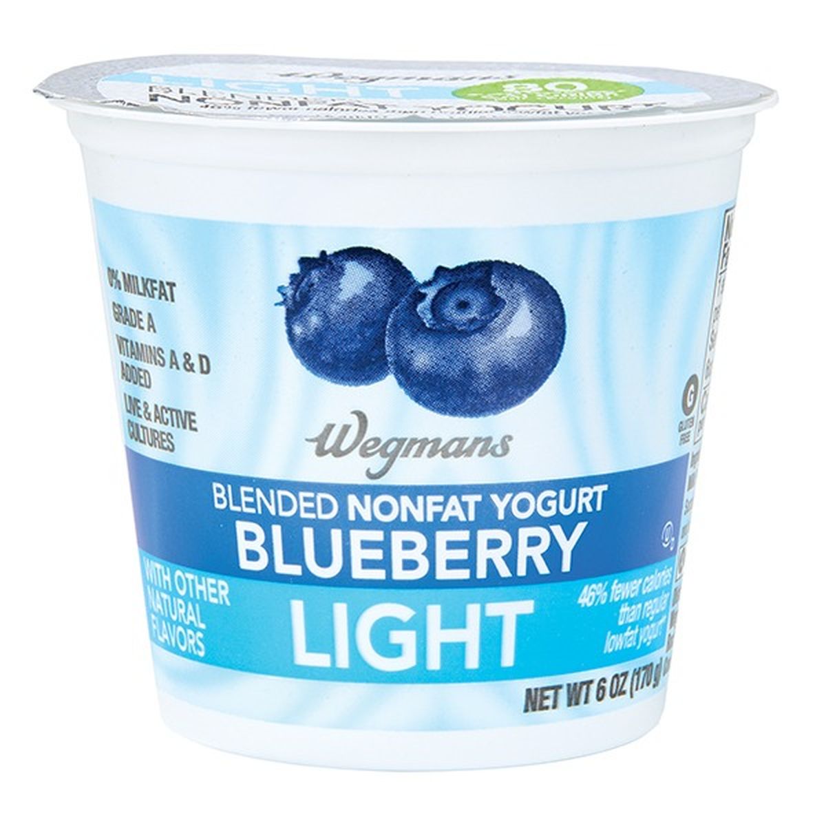 Calories in Wegmans Light Blended Blueberry Nonfat Yogurt