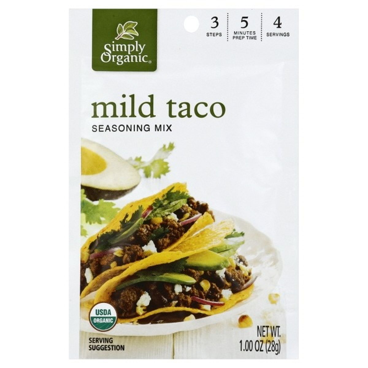 Calories in Simply Organic Seasoning Mix, Mild Taco