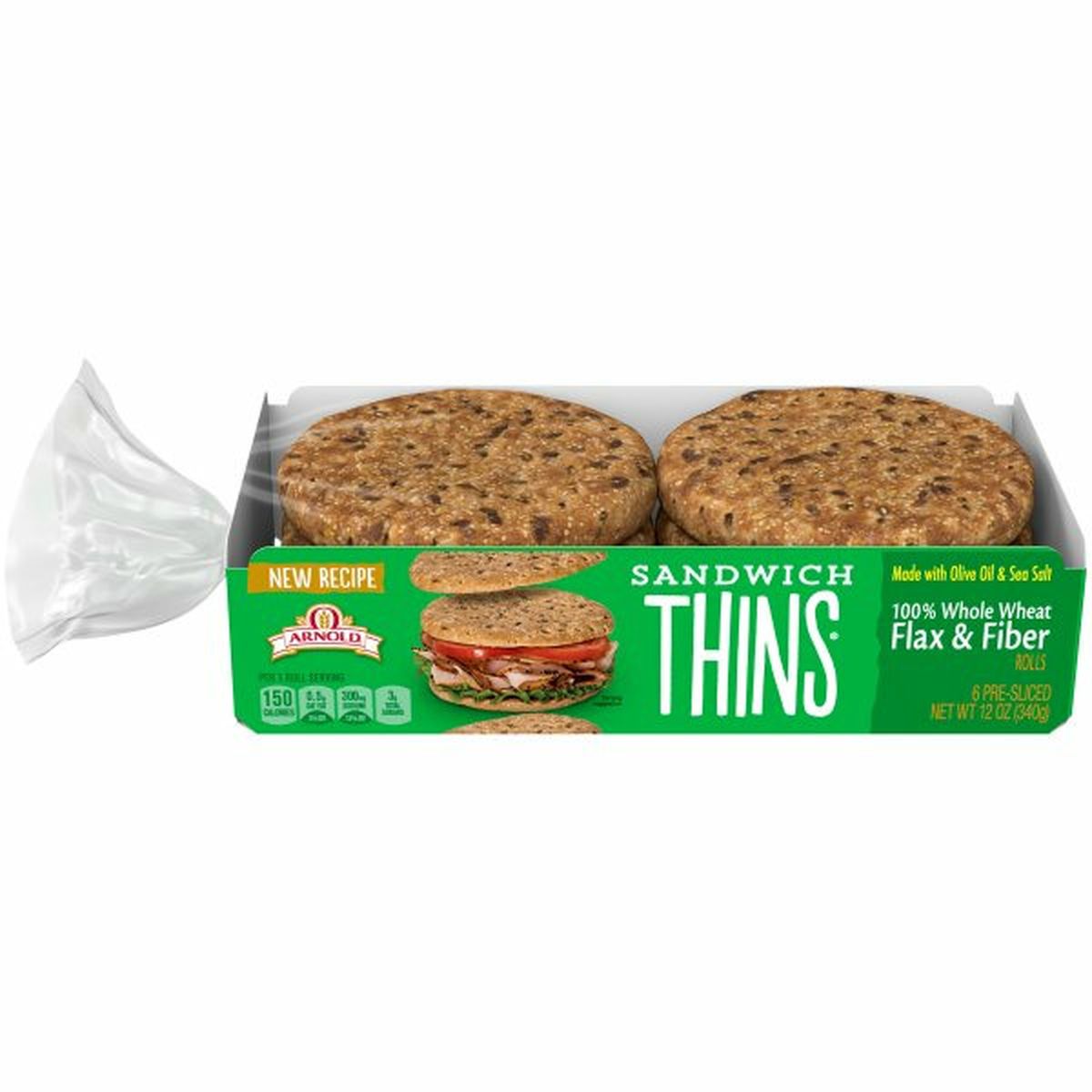 Calories in Arnold Sandwich Thins Flax & Fiber Sandwich Thins