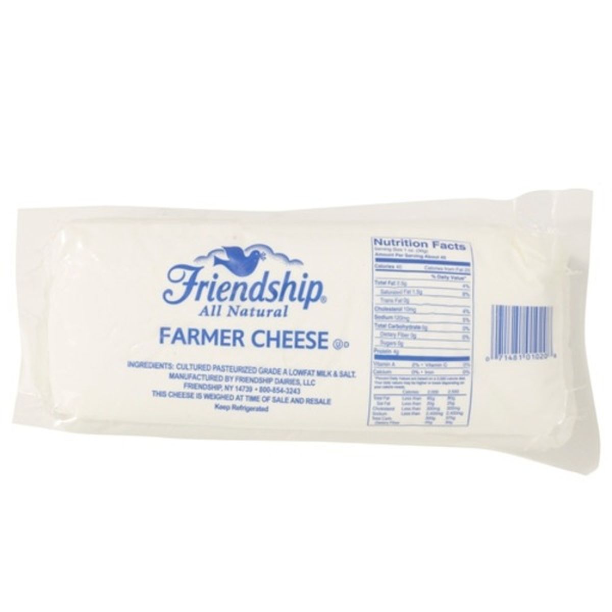 Calories in Friendship Dairies Farmers Cheese
