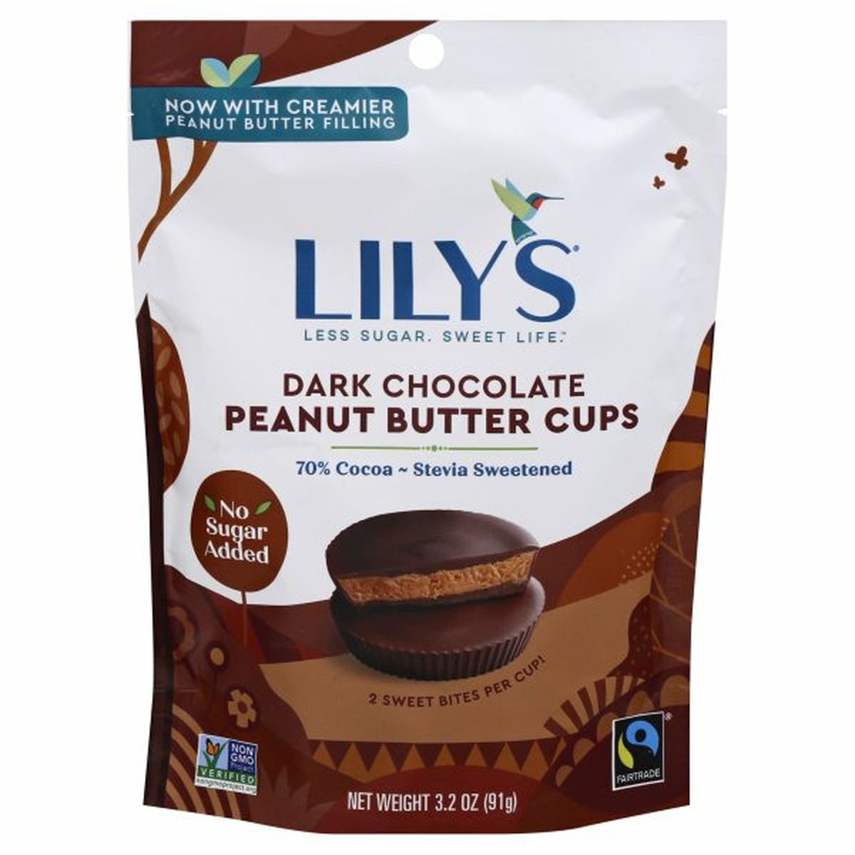 Calories in Lily's Peanut Butter Cups, Dark Chocolate, 70% Cocoa