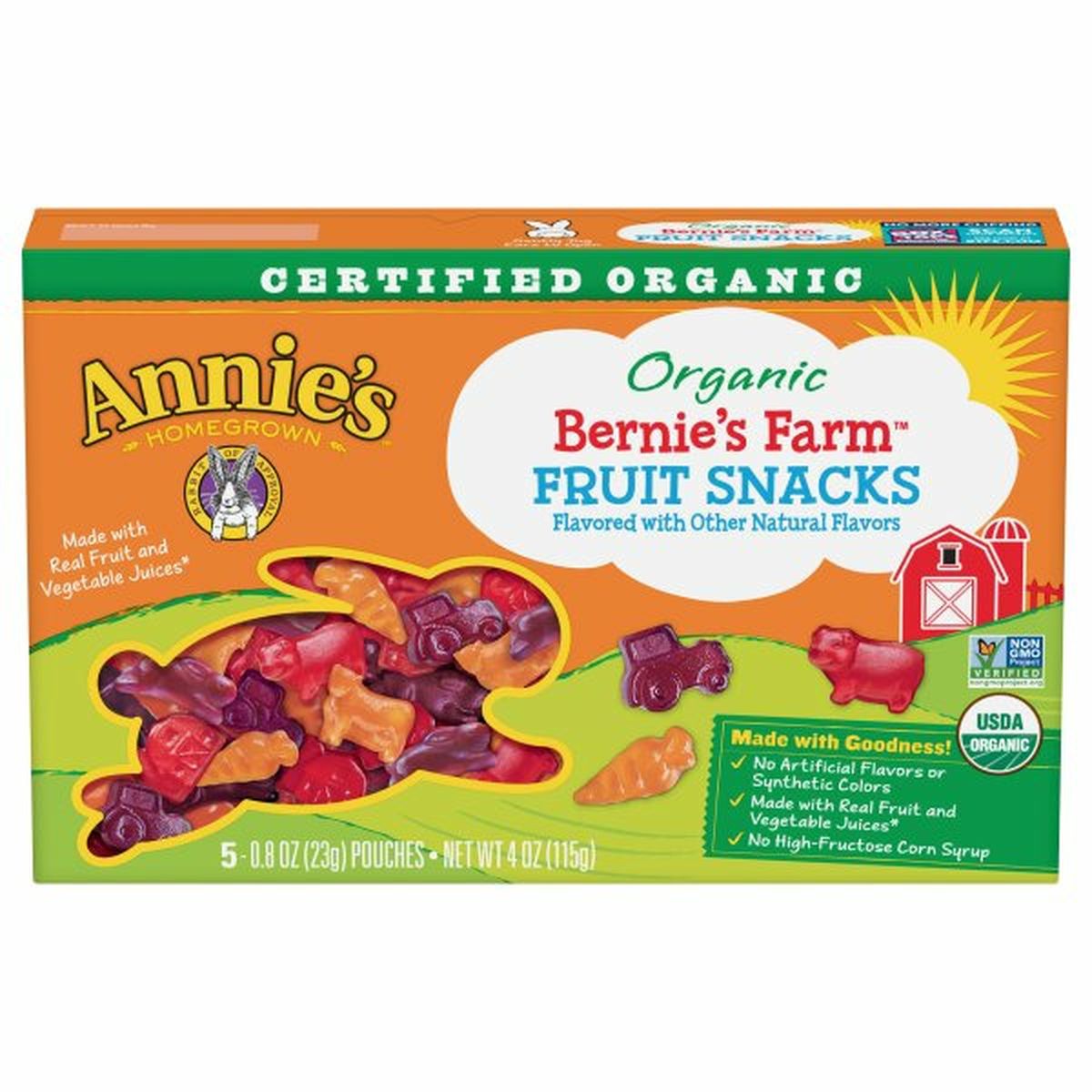 Calories in Annie's Fruit Snacks, Organic, Bernie's Farm