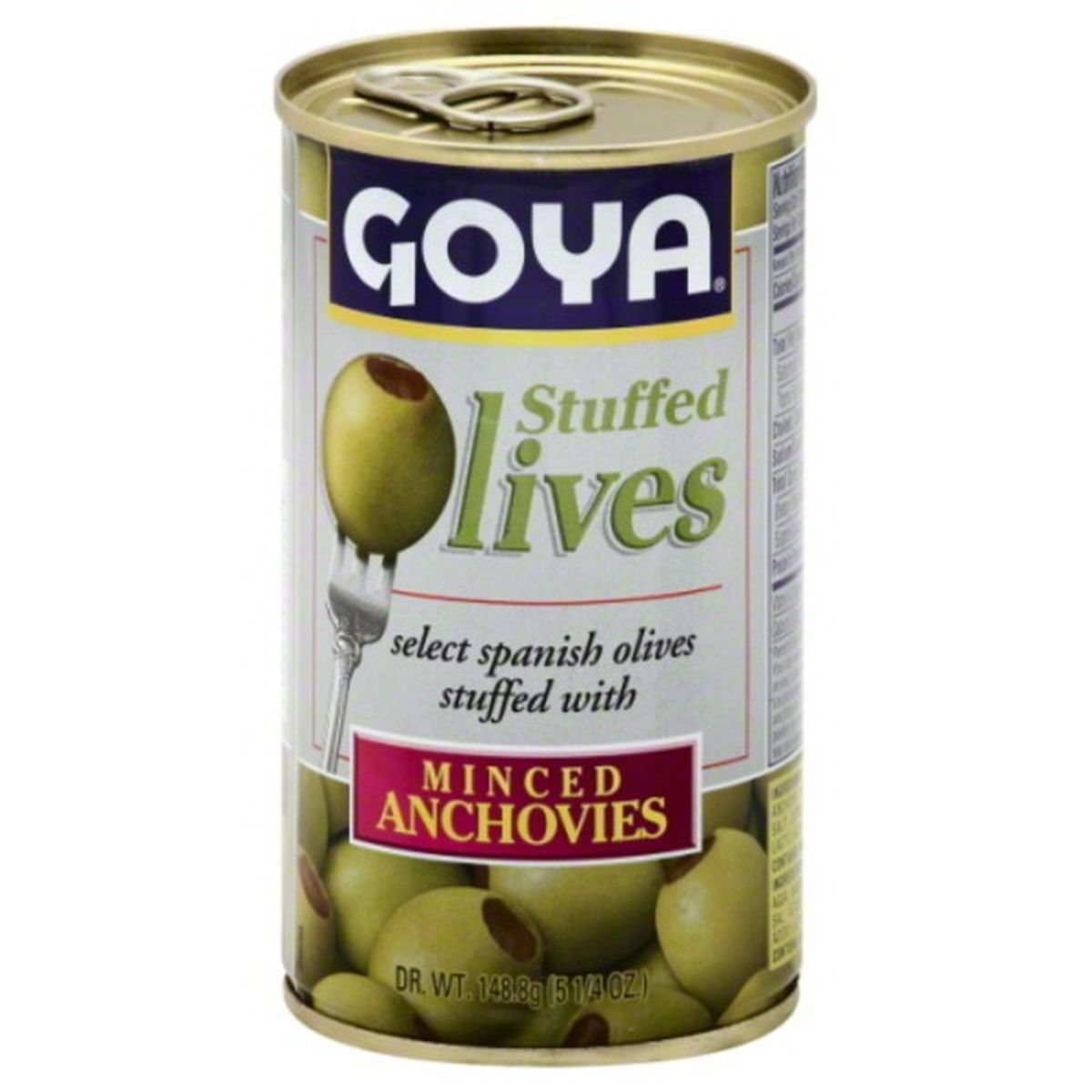 Calories in Goya Olives, Stuffed, Minced Anchovies