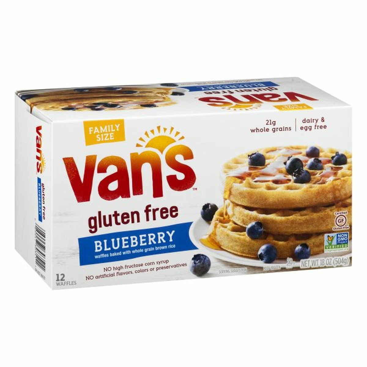 Calories in Van's Natural Foods Waffles, Gluten Free, Blueberry, Family Size