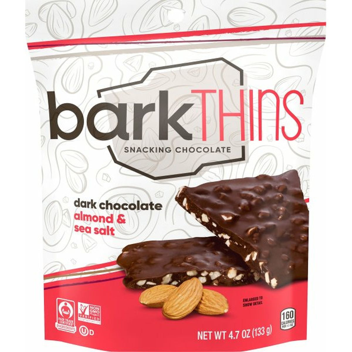 Calories in barkTHINS Snacking Chocolate, Dark Chocolate Almond & Sea Salt