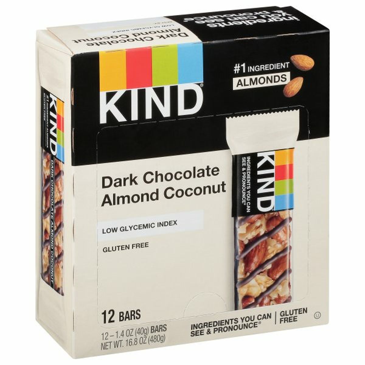 Calories in KIND Bars, Gluten Free, Dark Chocolate Almond Coconut, 12 Pack