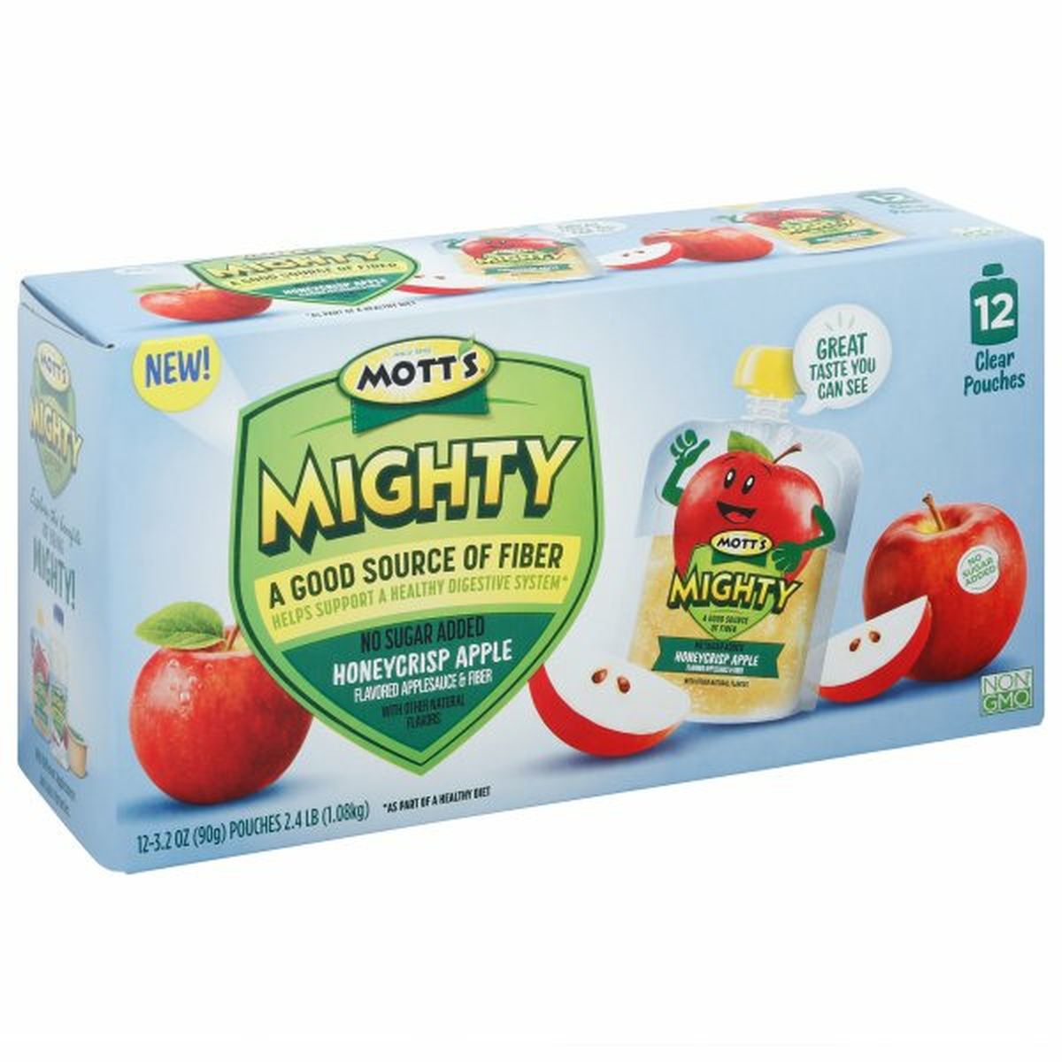 Calories in Mott's Mighty Mighty Applesauce & Fiber, Honeycrisp Apple