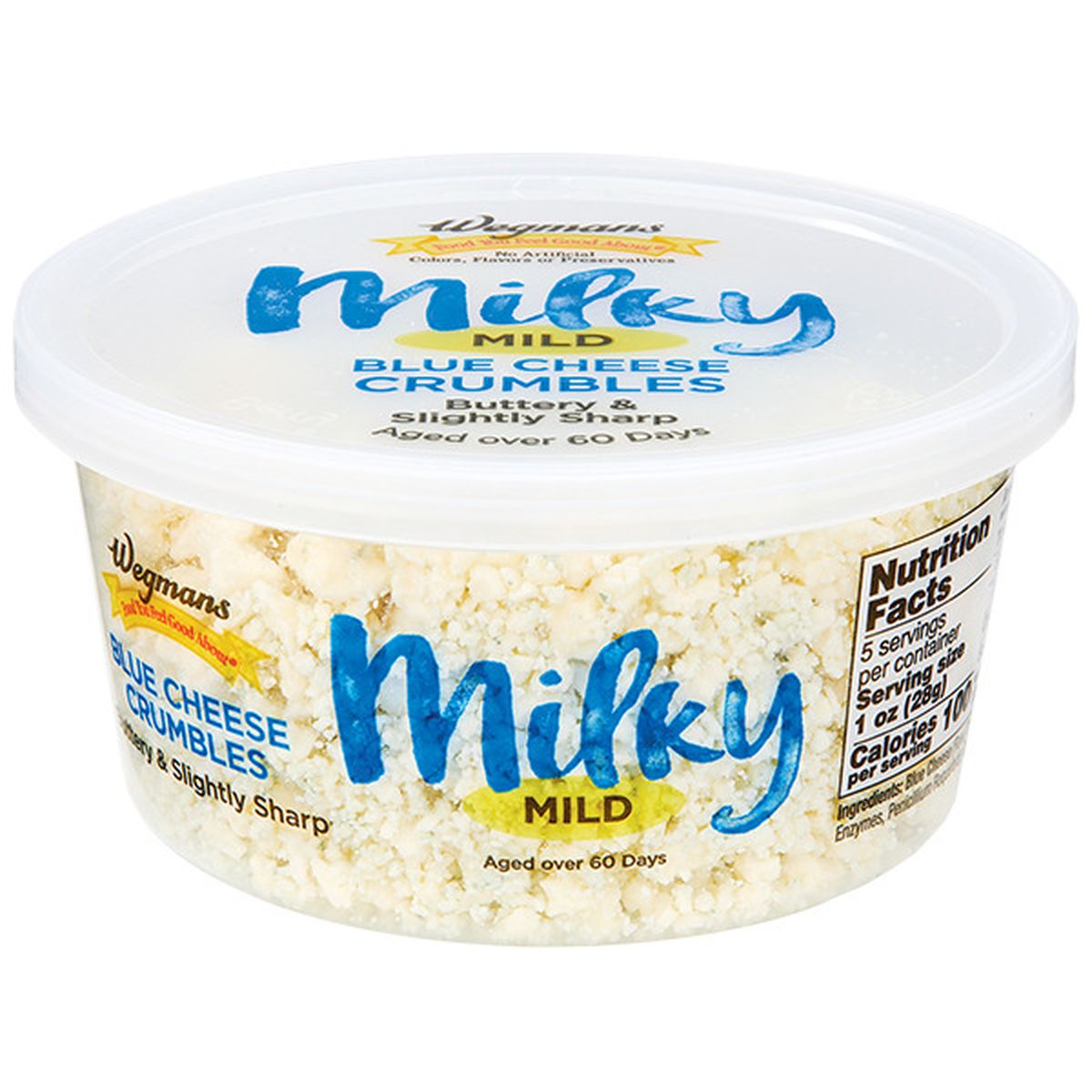 Calories in Wegmans Milky Mild Blue Cheese Crumbles