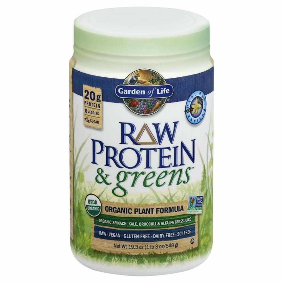 Calories in Garden of Life Raw Protein & Greens Plant Formula, Organic, Real Raw Vanilla