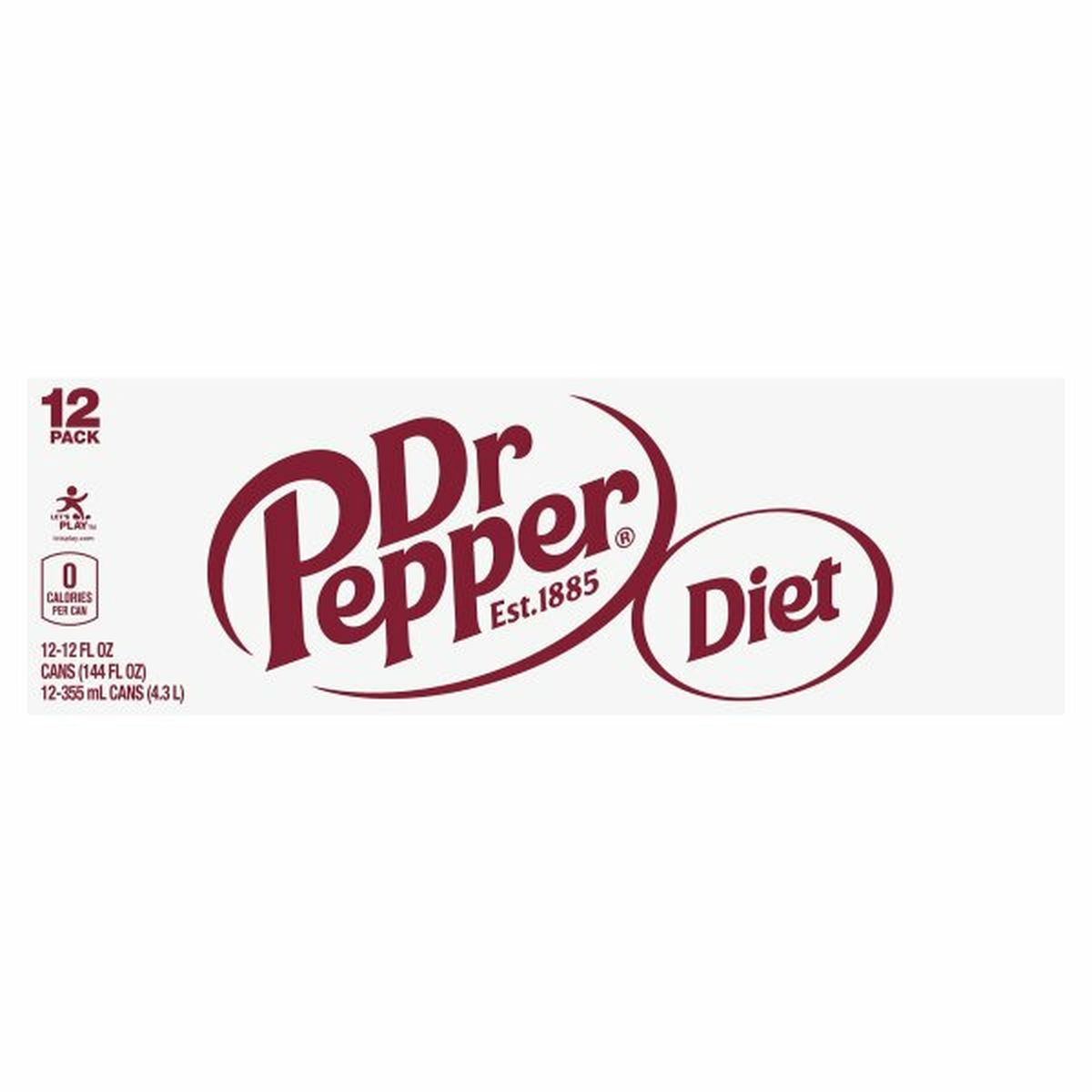 Calories in Diet Dr. Pepper Diet Dr Pepper Soda, Diet, 12 Pack