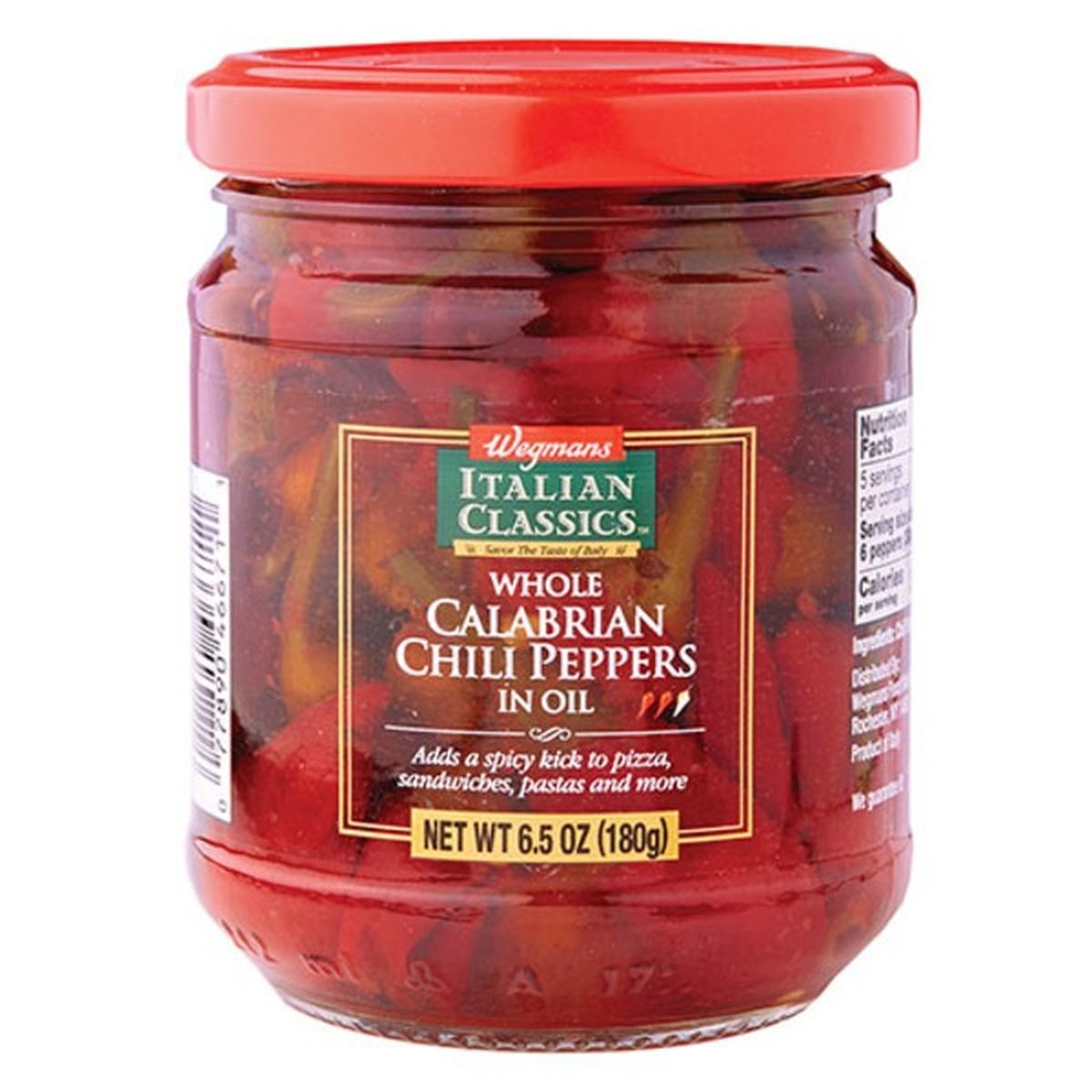 Calories in Wegmans Italian Classics Whole Calabrian Chili Peppers in Oil