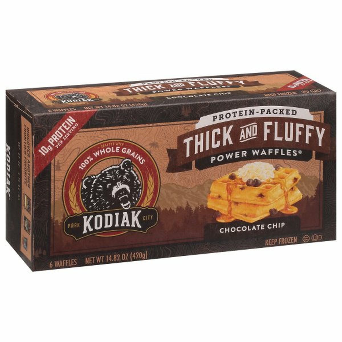Calories in Kodiak Power Waffles, Chocolate Chip, Thick and Fluffy