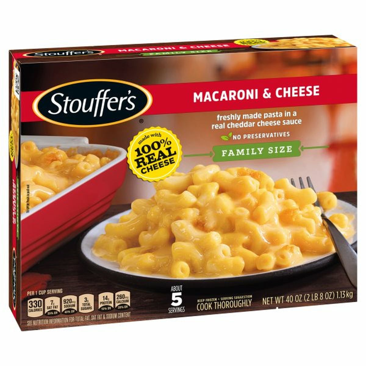 Calories in Stouffer's FAMILY STYLE RECIPE STOUFFER'S CLASSICS Macaroni & Cheese, Family Size Frozen Meal