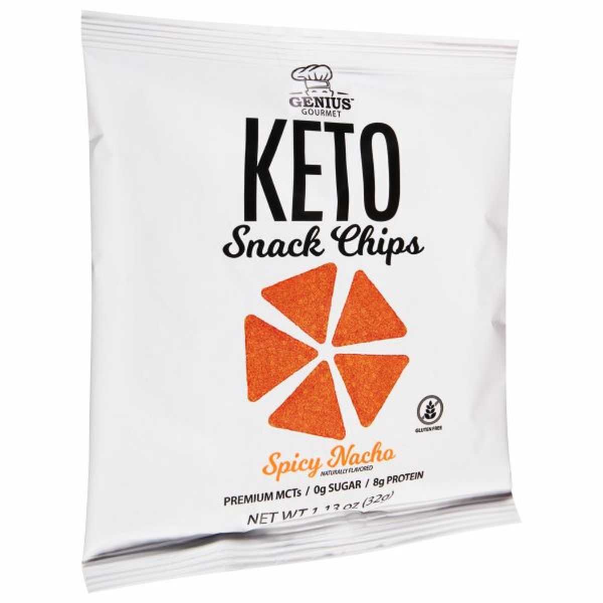 Calories in Genius Gourmet Snack Chips, Keto, Spicy Nacho