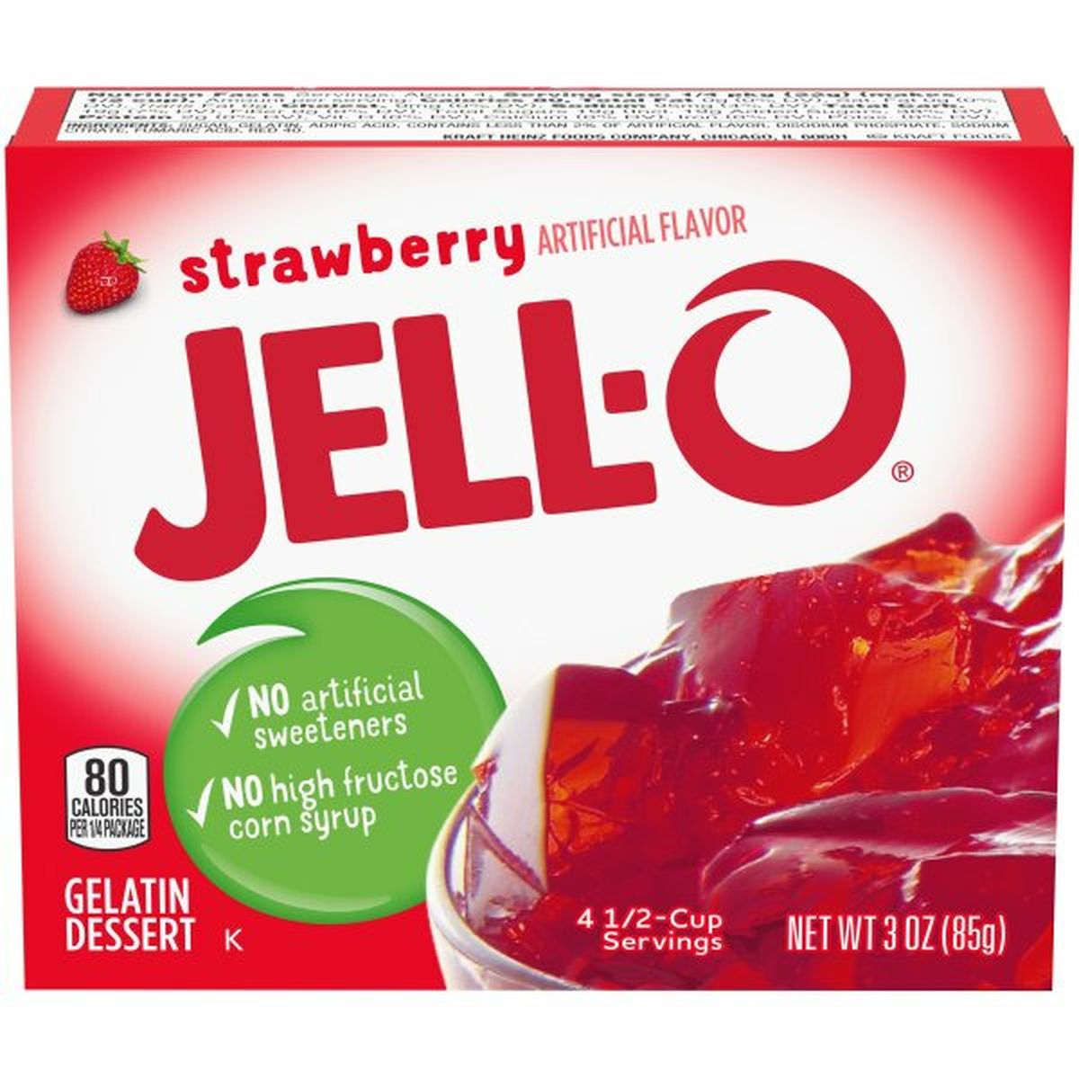 Calories in Jell-O Strawberry Gelatin Dessert