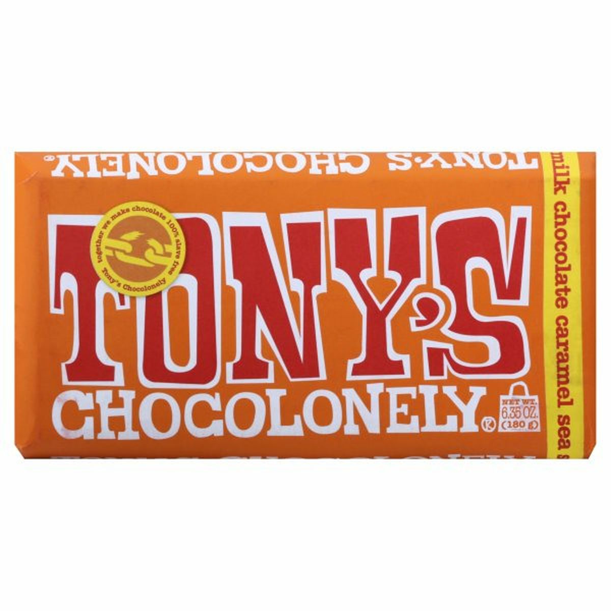 Calories in Tony's Chocolonely Milk Chocolate, Caramel Sea Salt, Belgian
