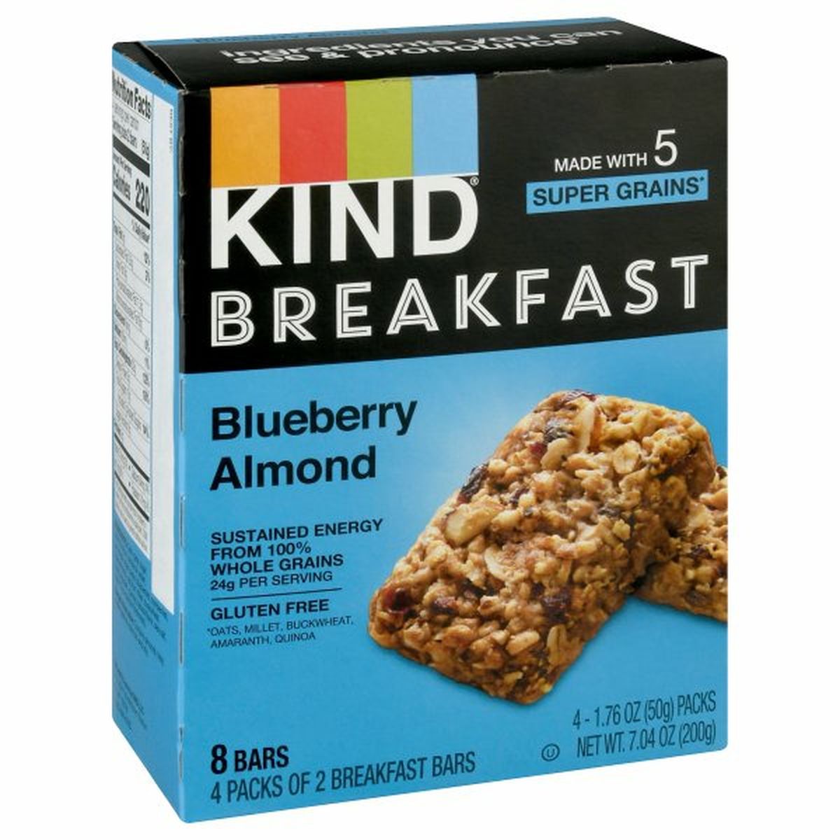 Calories in KIND Breakfast Bars, Blueberry Almond