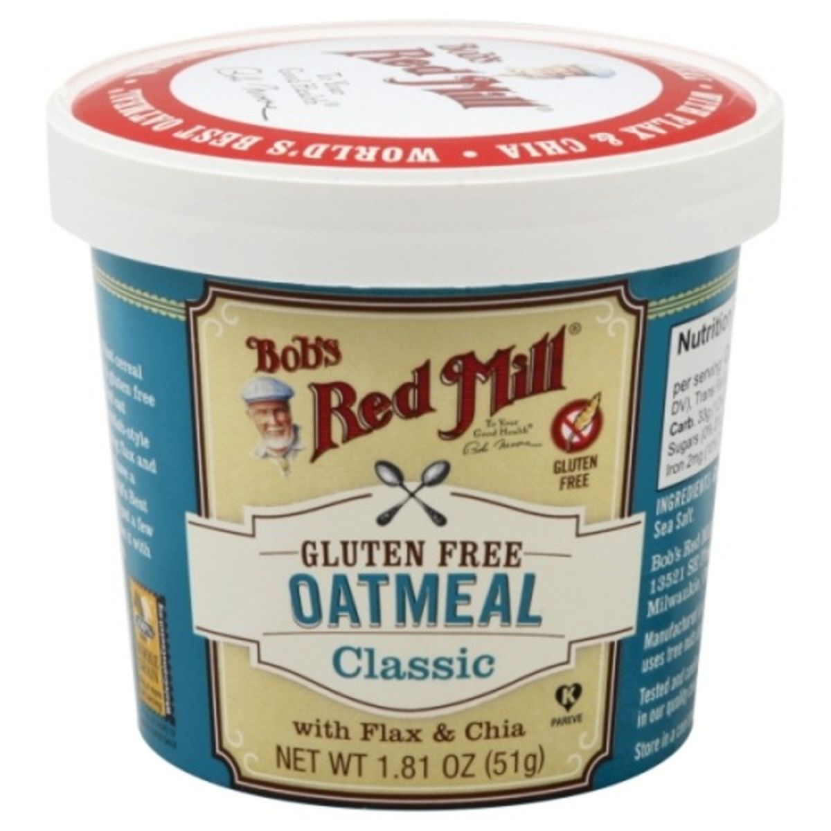 Calories in Bob's Red Mill Oatmeal, Gluten Free, Classic