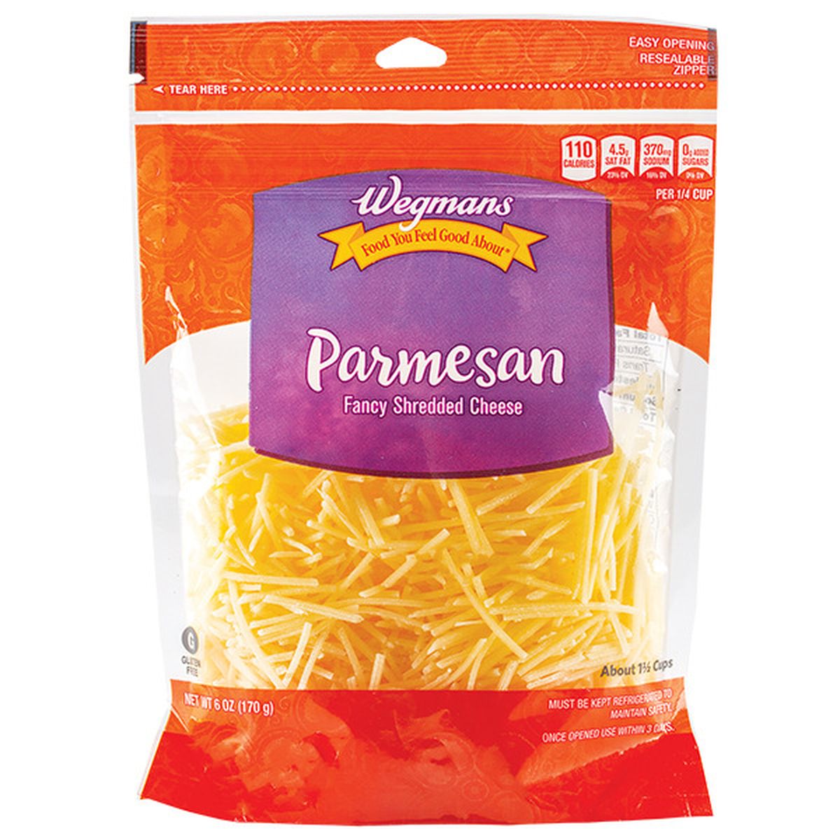 Calories in Wegmans Fancy Shredded Parmesan Cheese