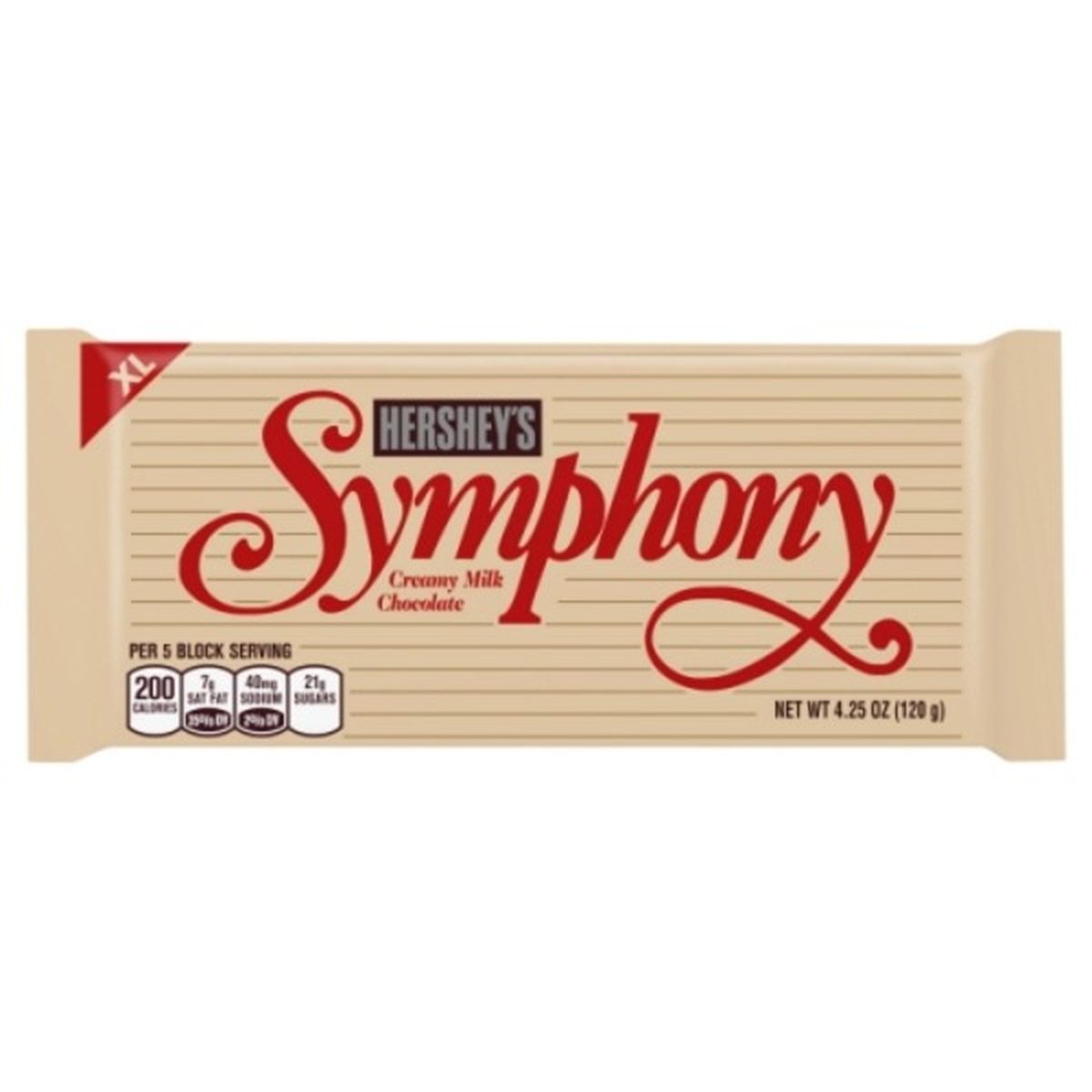 Calories in Hershey Symphony Milk Chocolate, Creamy, XL