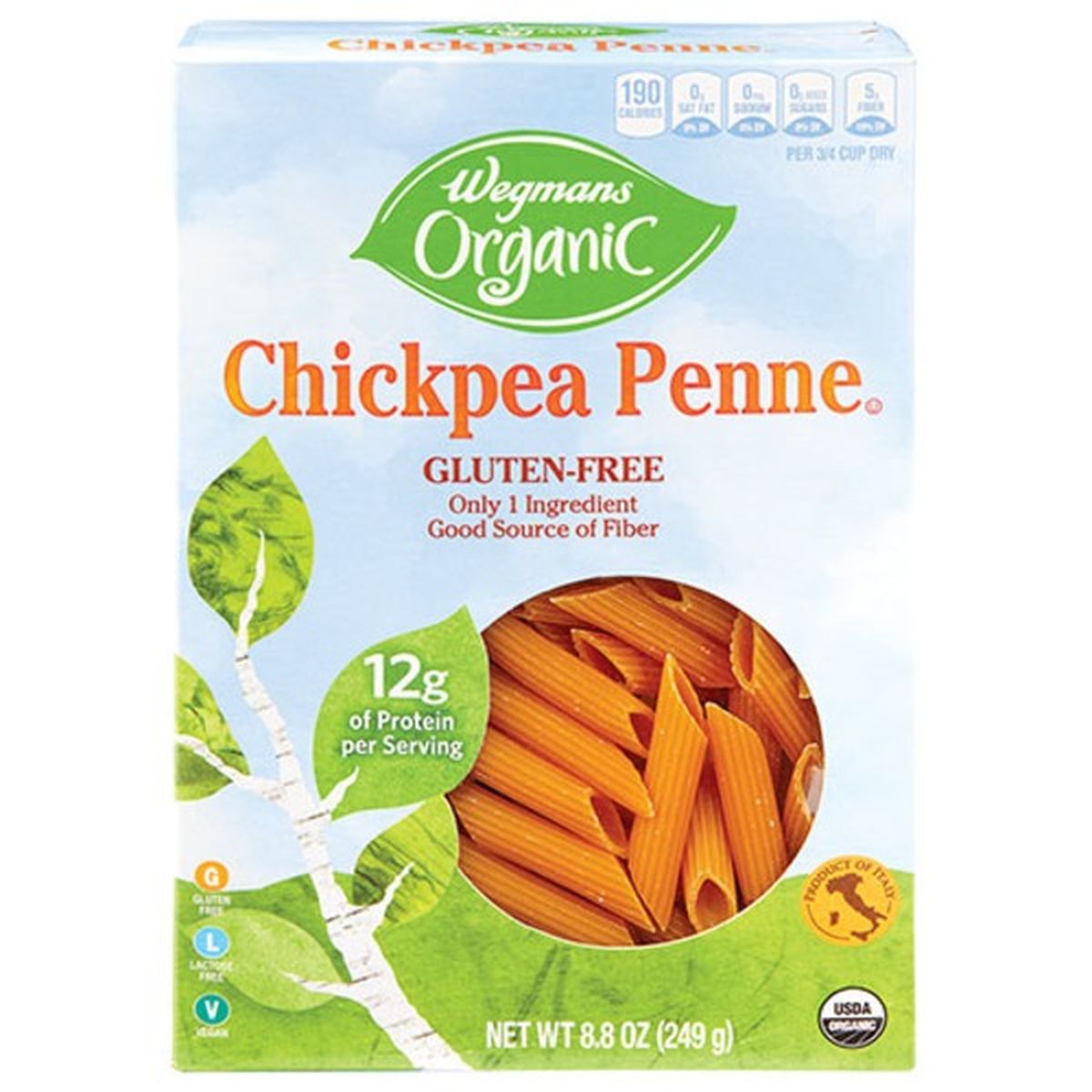 Calories in Wegmans Organic Gluten-Free Chickpea Penne Pasta