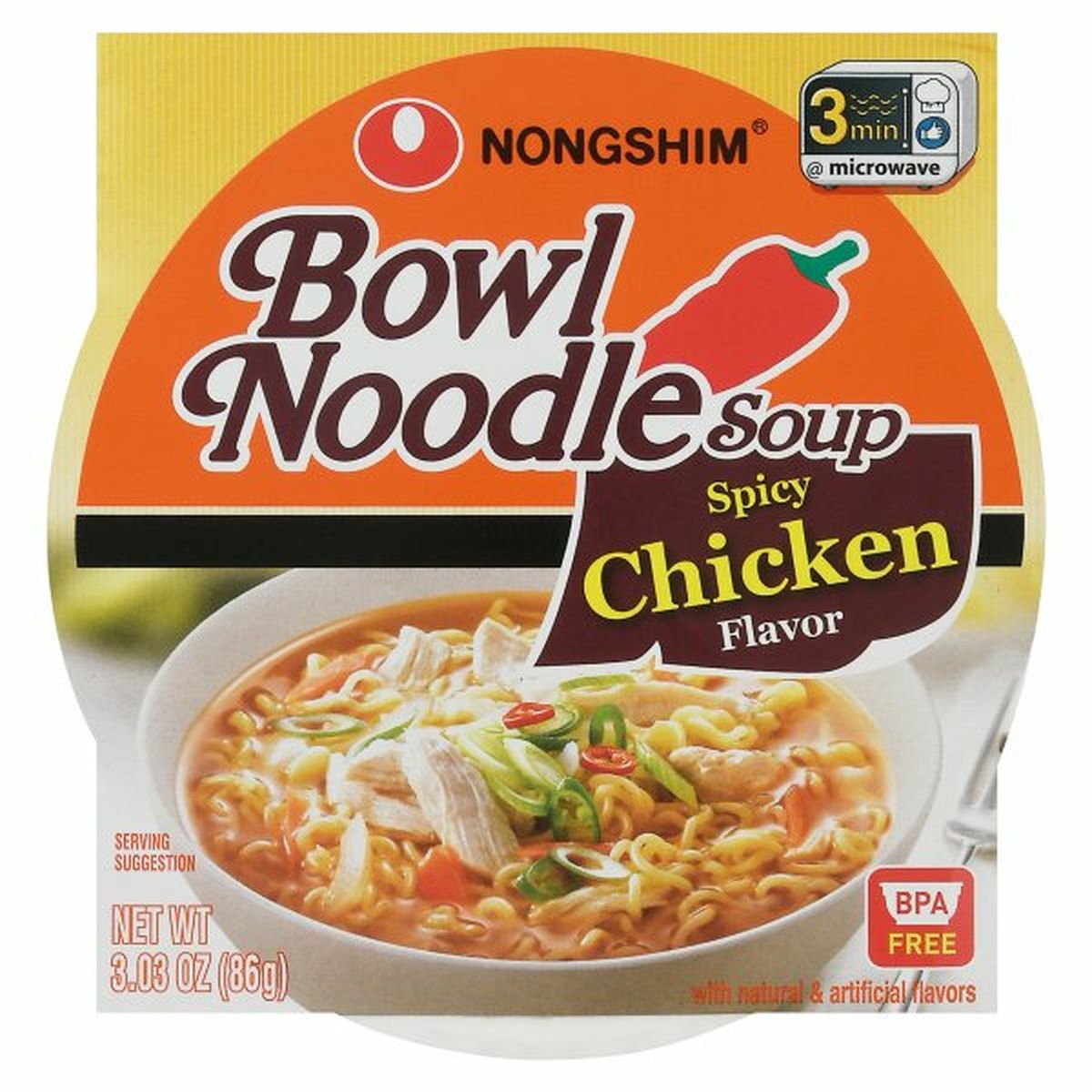 Calories in Nongshim Bowl Noodle Soup, Spicy Chicken Flavor
