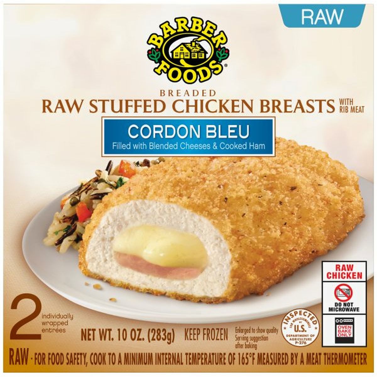Calories in Barber Foods Stuffed Chicken Breasts Cordon Bleu