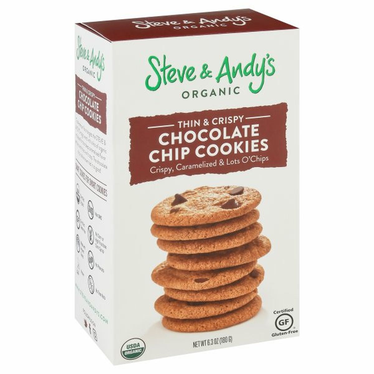 Calories in Steve & Andy's Organic Cookies, Chocolate Chip, Thin & Crispy