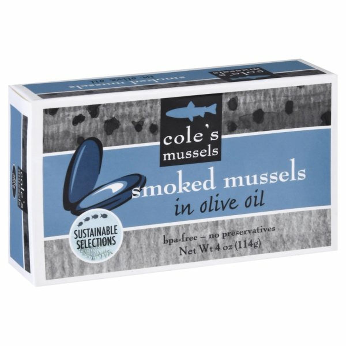 Calories in Cole's Mussels Smoked Mussels, in Olive Oil