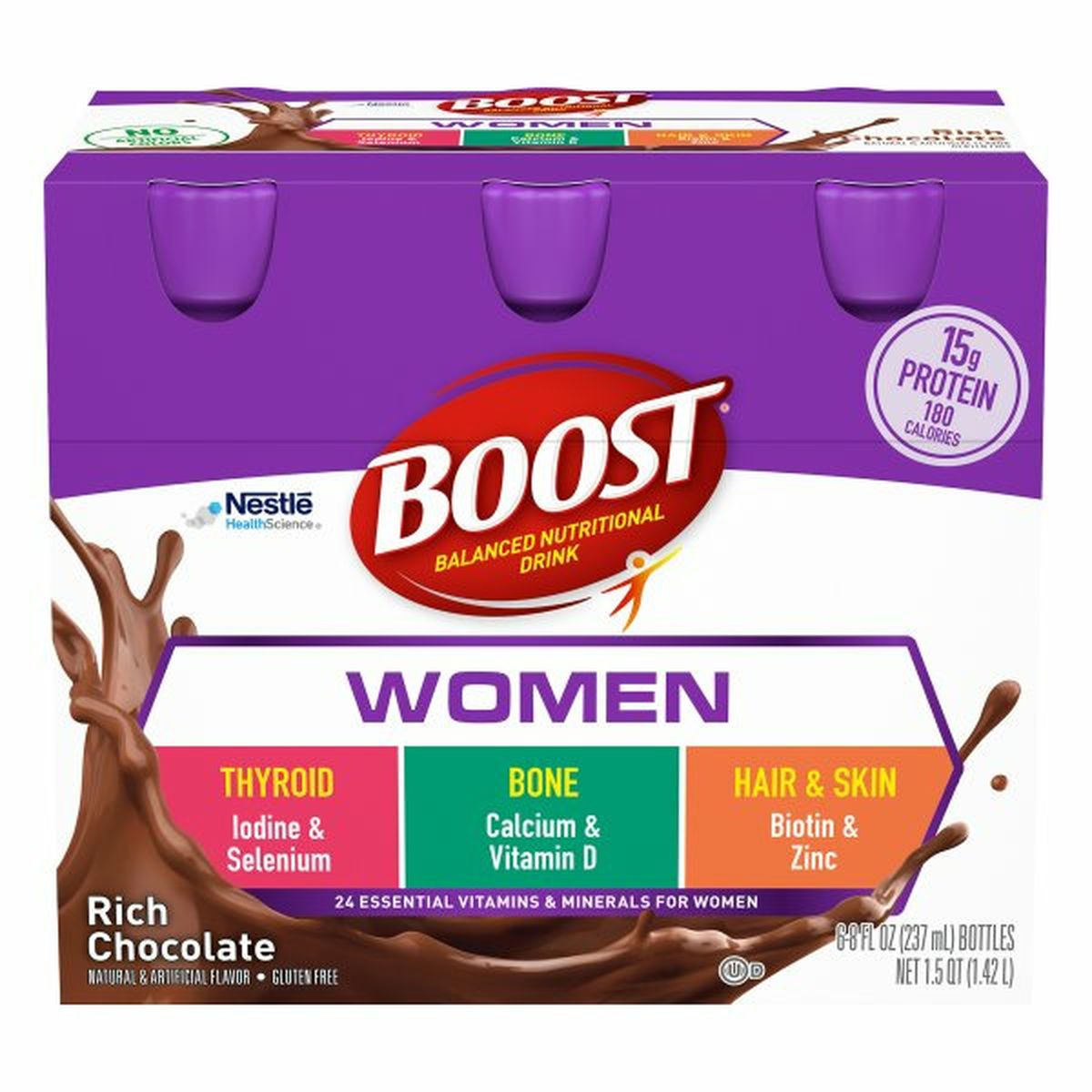 Calories in Boost Nutritional Drink, Rich Chocolate, Balanced, Women