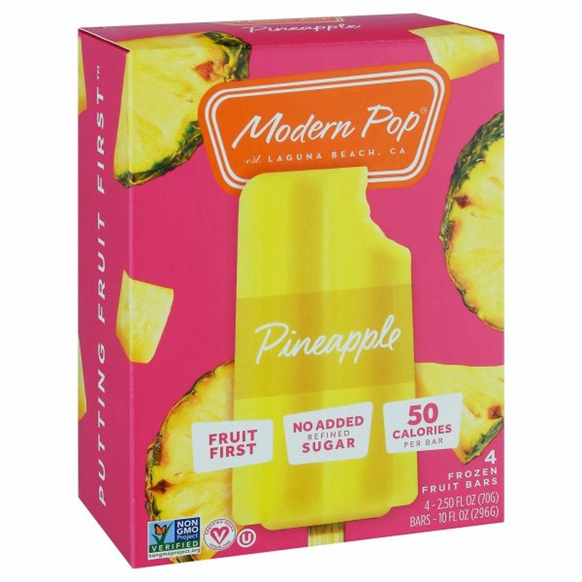 Calories in Modern Pop Frozen Fruit Bars, Pineapple