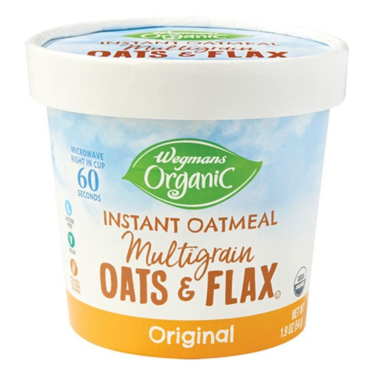 Calories in Wegmans Organic Original Oats & Flax Instant Oatmeal